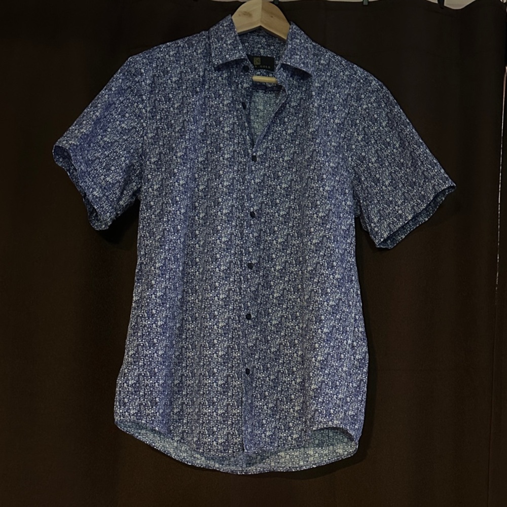 Stylish Men's Navy Floral Casual Button Down Shirt
